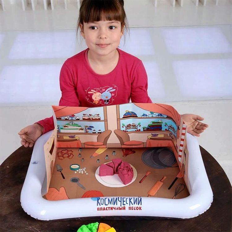 Космический пластичный песок набор «Веселая кондитерская» 1 кг с ароматом клубники — картинка 8