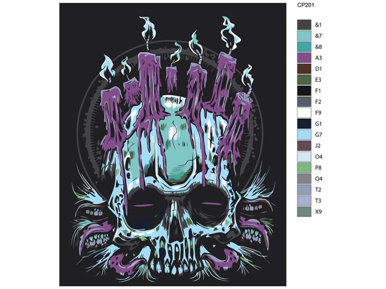 Картина по номерам «Череп и свечи» — картинка 2