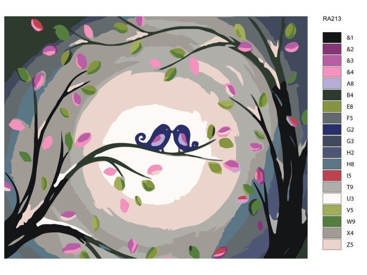 Картина по номерам «Птичий поцелуй» — картинка 2