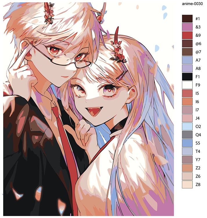 Картина по номерам «Аниме: Девушка и парень с рожками» — картинка 2