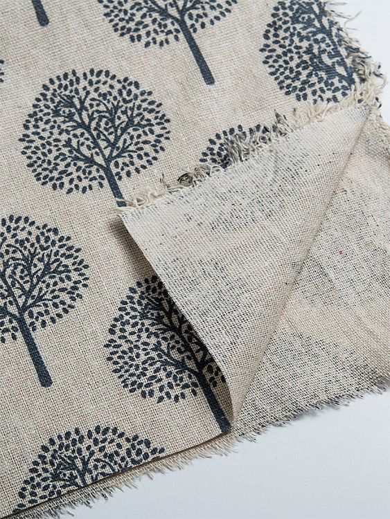 Ткань Лен, 140 г/м², 5 м x 150 см, цвет: молочный, серый, растительный принт, TBY — картинка 5