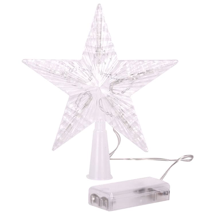 Звезда на ель 10 LED, 16,5 см, прозрачный корпус, 3 цвета, на батарейках — картинка 3