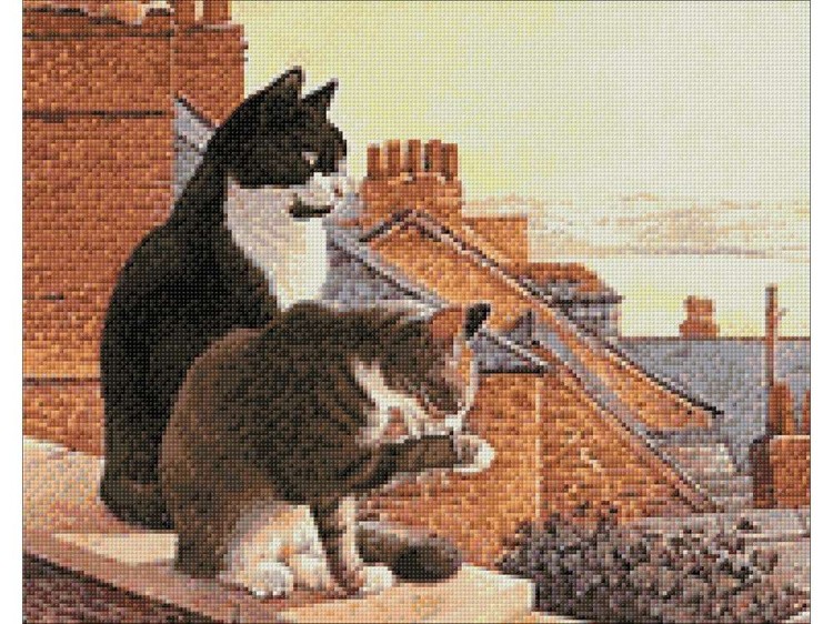 Алмазная вышивка «Коты на крыше» — картинка 3