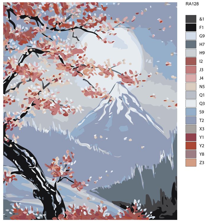 Картина по номерам «Сакура под луной» — картинка 2