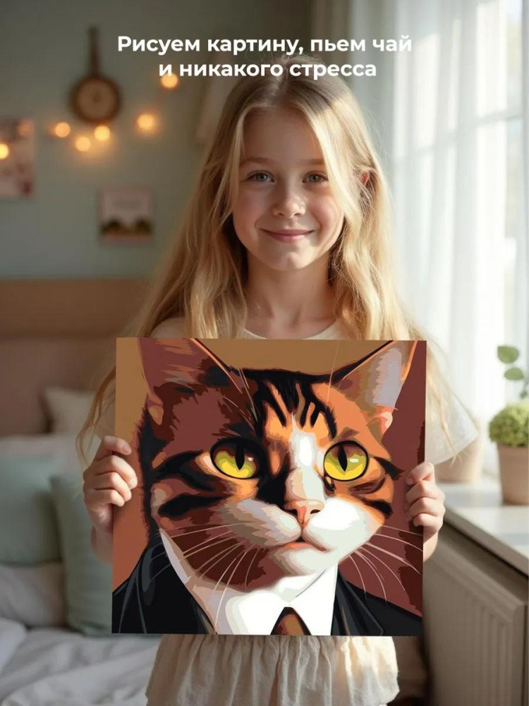 Картина по номерам «Кот в костюме» — картинка 7