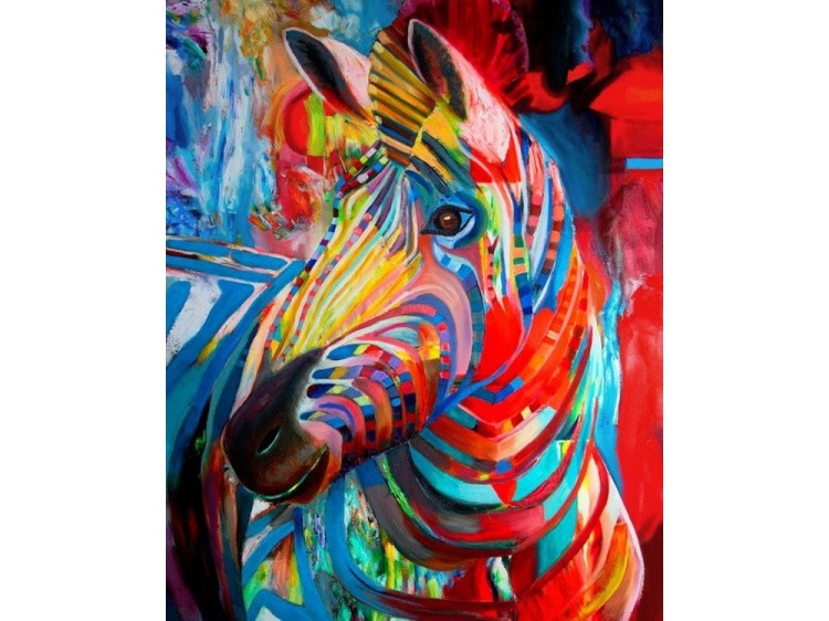 Алмазная картина-раскраска «Радужная зебра»