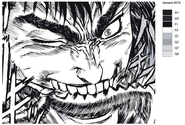 Картина по номерам «Берсерк Berserk манга аниме: Гатс чб» — картинка 2