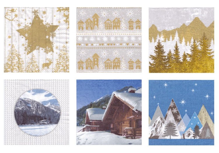 Салфетки бумажные «Зима в Альпах», 33x33 см, 6 шт., Love2art