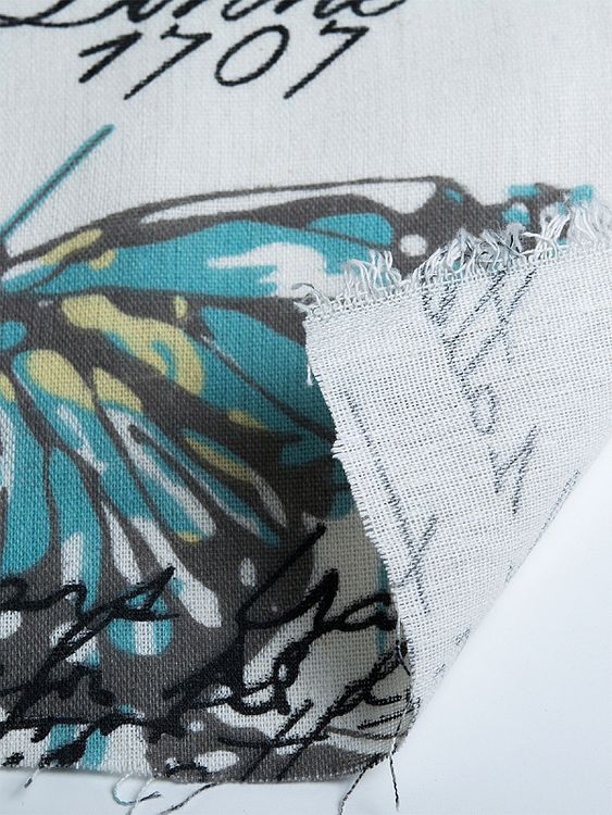 Ткань лен Бабочки, 140 г/м², 30% лен, 70% хлопок, 3 м, ширина 150 см, TBY — картинка 5