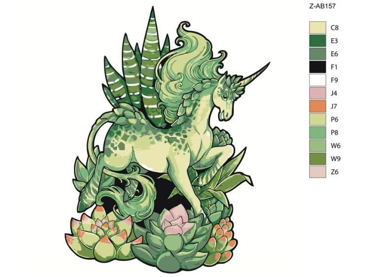 Картина по номерам «Зелёный единорог» — картинка 2