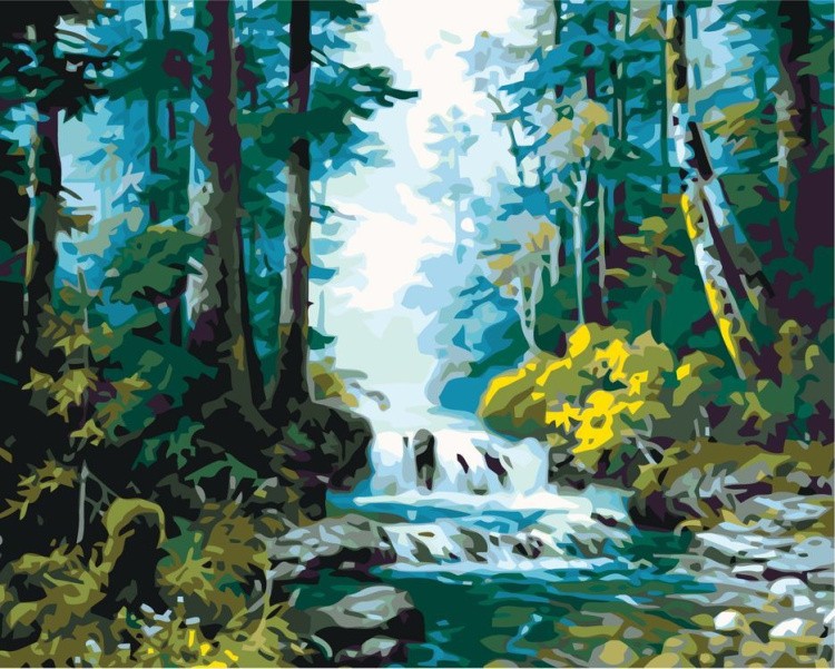 Картина по номерам «Лесная река»