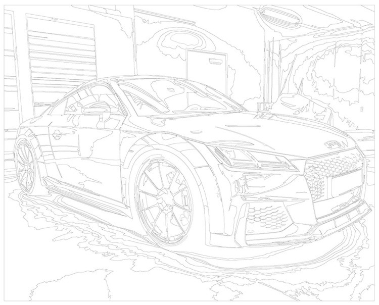 Картина по номерам «Спортивная машина Ауди ТТ в гараже 40x50» — картинка 3