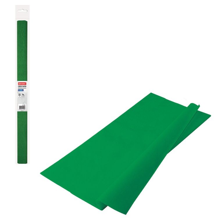 Бумага гофрированная (креповая) плотная, 32 г/м2, темно-зеленая, 50х250 см, Brauberg