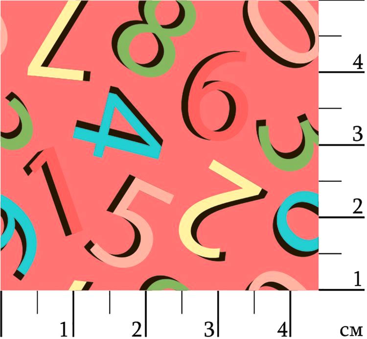 Ткань для пэчворка «ГРАМОТЕЙКА», 50x55 см, 146 г/м2, 100% хлопок, цвет: ГР-07 цифры, красный, Peppy — картинка 2
