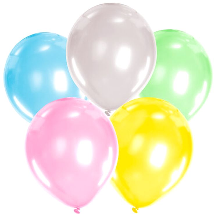Шары воздушные, 12&quot; (30 см), комплект 10 шт., перламутровые, ассорти 5 цветов — картинка 3