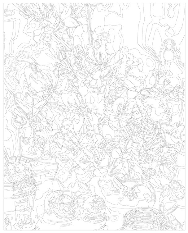 Картина по номерам «Цветы: Пчела на цветущей вишне» — картинка 3