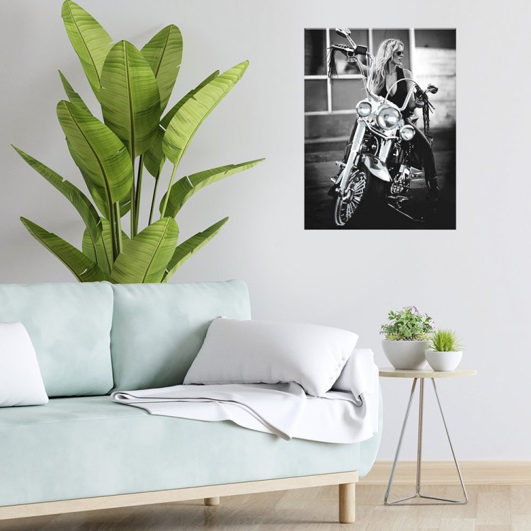 Картина по номерам с поталью платина «Блондинка на мотоцикле» — картинка 6