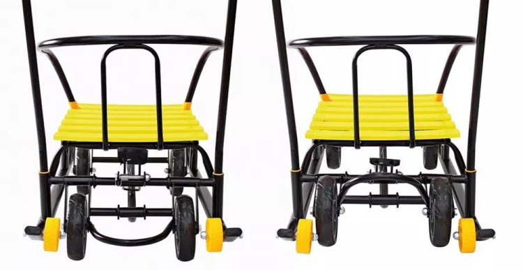 Санки детские Snow Black Auto желтые рейки с колесами — картинка 16