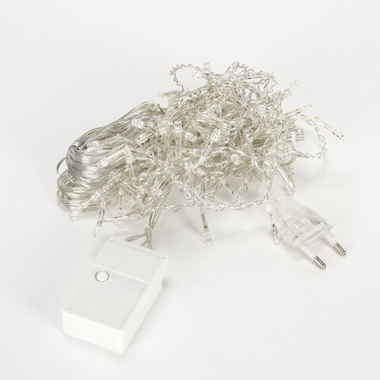 Электрогирлянда светодиодная «Бахрома», 100 ламп, 2х0,5 м, цвет: холодный белый — картинка 2