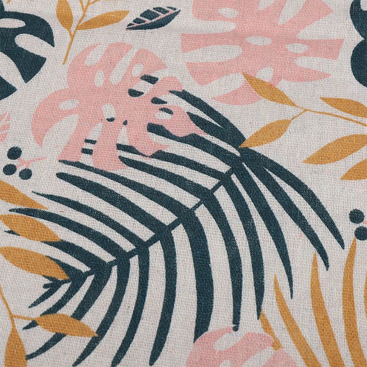 Ткань Лен, 140 г/м², 5 м x 150 см, цвет: розовый, растительный принт, TBY — картинка 5