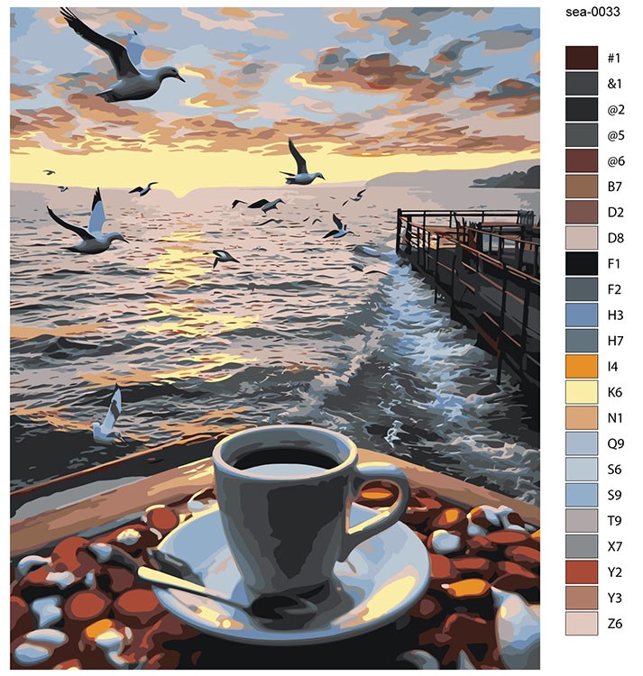 Картина по номерам «Море: Кофе на уютном берегу 2» — картинка 2
