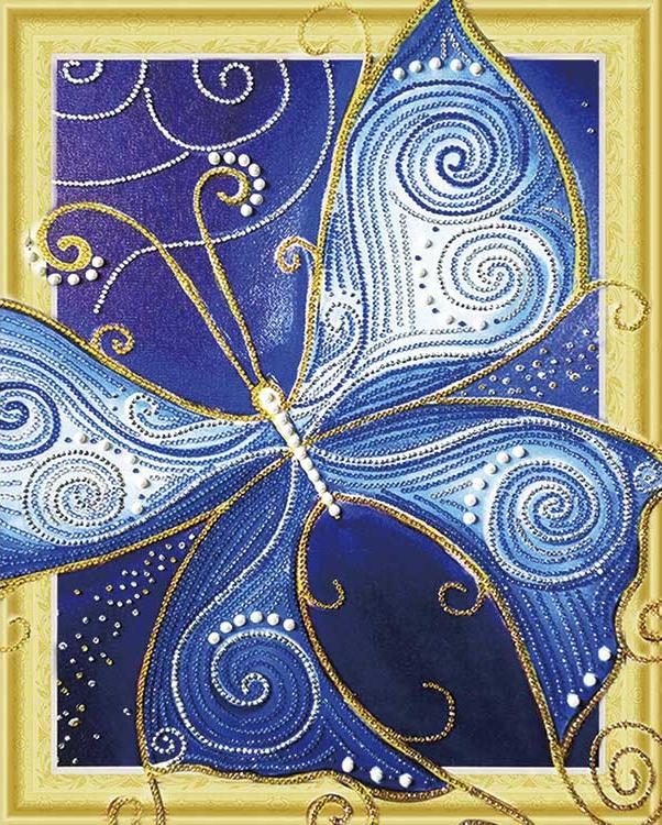 Алмазная вышивка 5D «Голубые крылья бабочки»