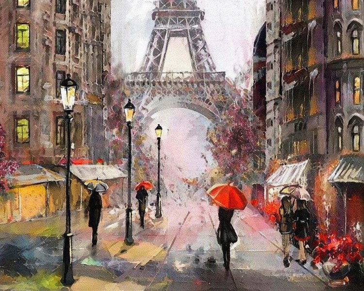 Картина по номерам «Париж под дождем»