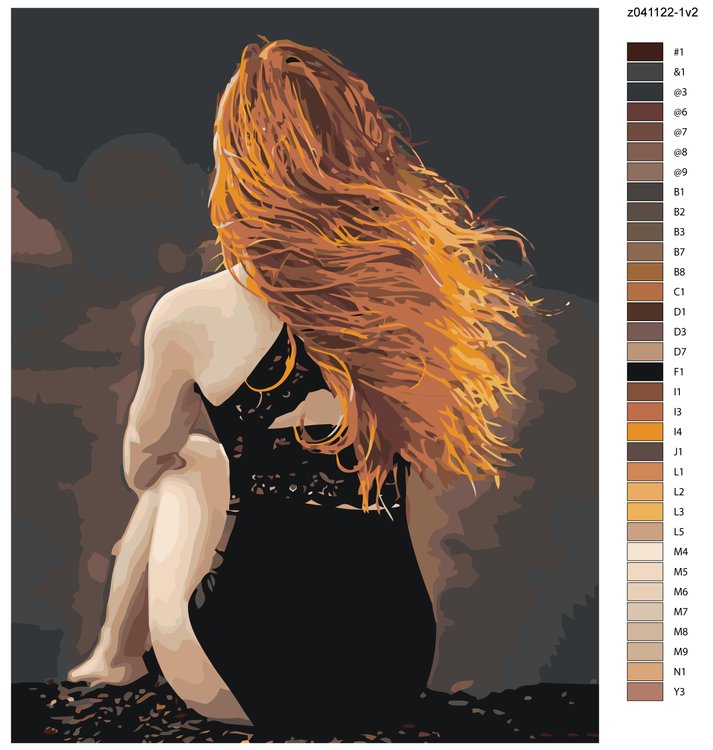 Картина по номерам «Рыжеволосая девушка» — картинка 2