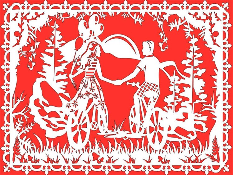 Вытынанка «Прогулка на велосипедах» — картинка 4