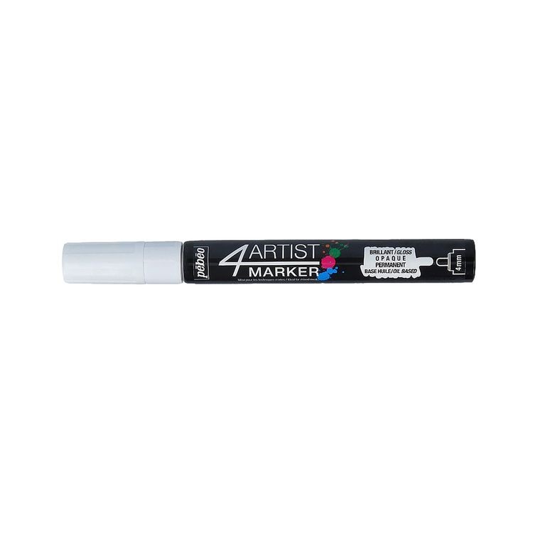 Маркер художественный 4Artist Marker на масляной основе, 4 мм, круглое перо, белый, PEBEO