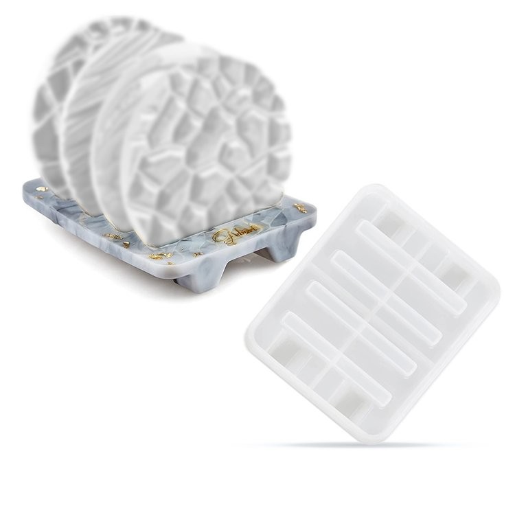 Набор из 4 подстаканников c подставкой, Epoxy Master — картинка 2