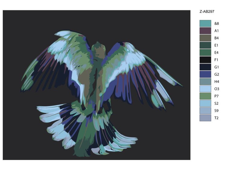 Картина по номерам «Сине-зелёная птица» — картинка 2