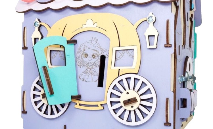 Бизиборд деревянный, развивающий «Домик», EWA — картинка 9