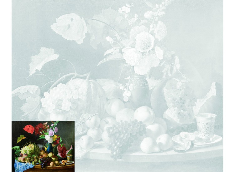 Холст «Натюрморт с цветами и фруктами» — картинка 2