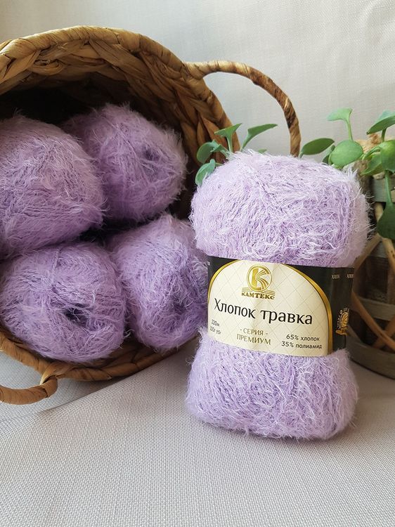 Пряжа Камтекс Хлопок травка (180), светло-сиреневый, 5 шт. по 100 г — картинка 2