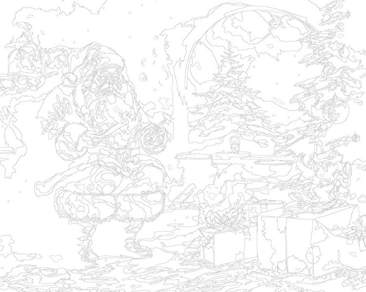 Картина по номерам «Новогодняя: Дед Мороз с подарками» — картинка 3