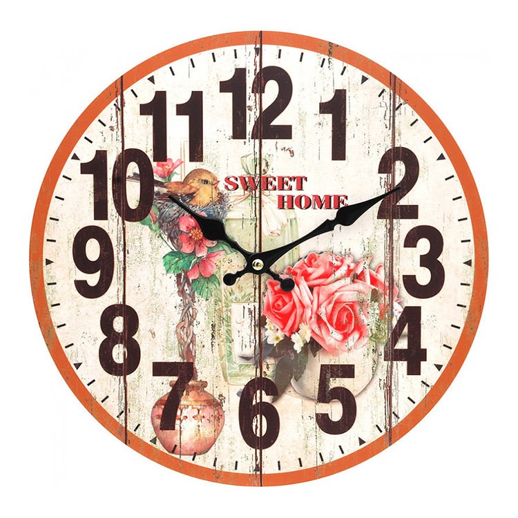 Часы настенные «Цветы и птичка»