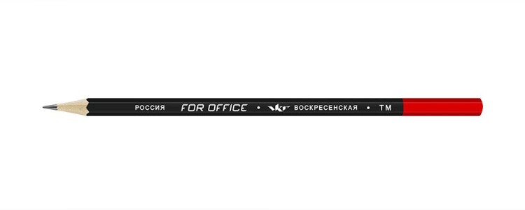 Карандаш графитный  ВКФ «For Office» черный матовый с дипом ТМ (HB), красный