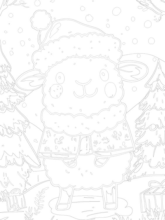 Картина по номерам «Детская, для детей: новогодняя овечка» — картинка 3