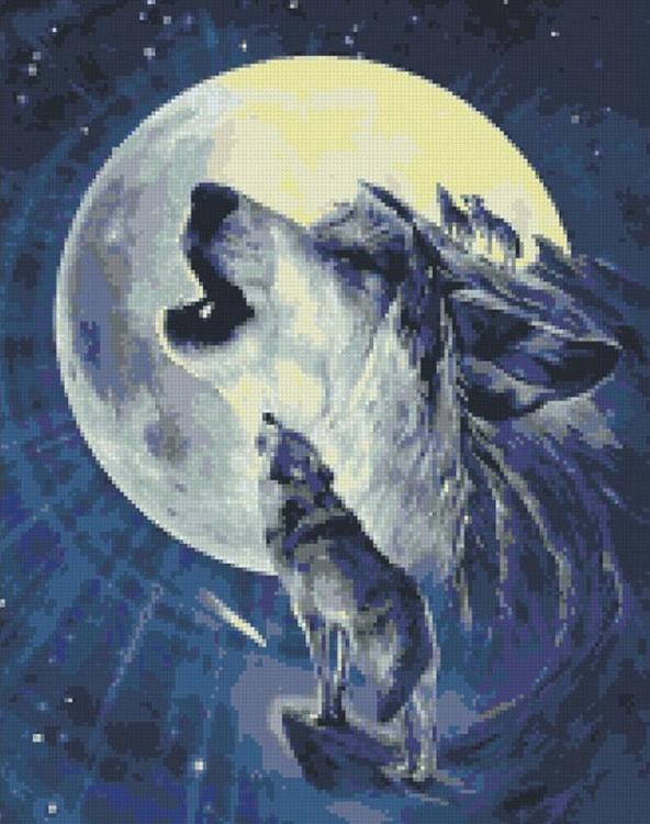 Алмазная вышивка «Лунные волки»
