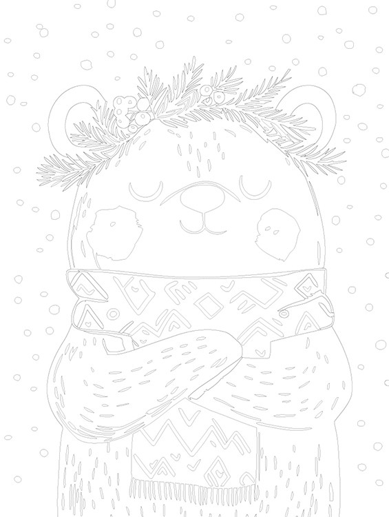 Картина по номерам «Детская, для детей: белый медведь, снег» — картинка 3