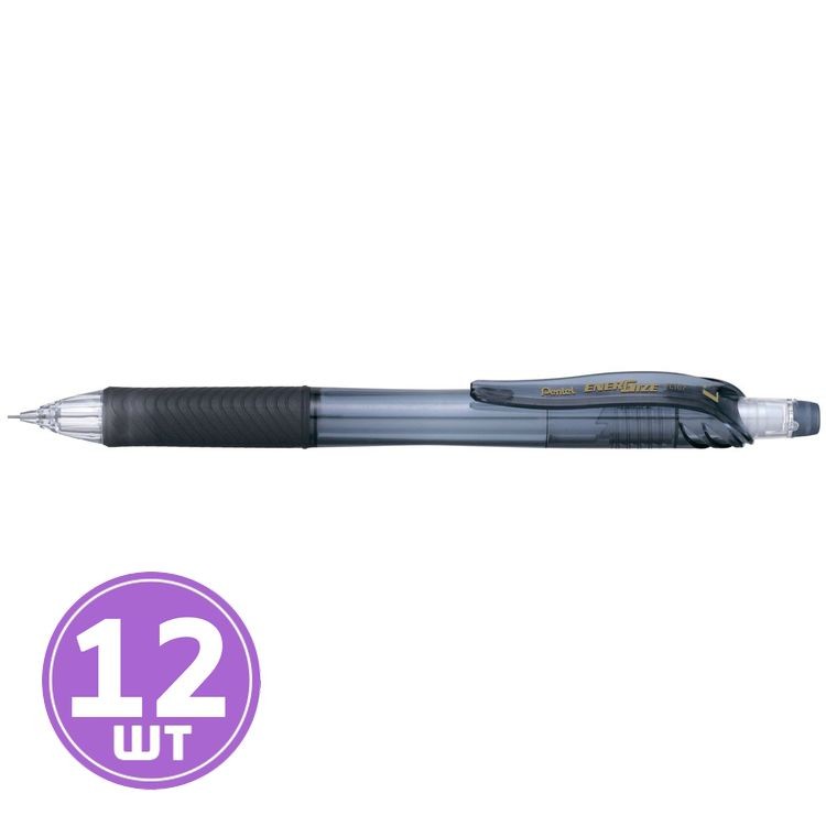 Карандаш автоматический EnerGize, черный корпус, 0,7 мм, 12 шт., Pentel