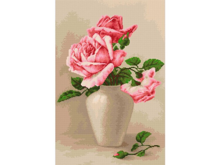 Набор для вышивания «Розовые розы в вазе»