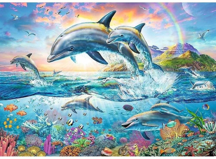 Пазлы «Счастливые дельфины»