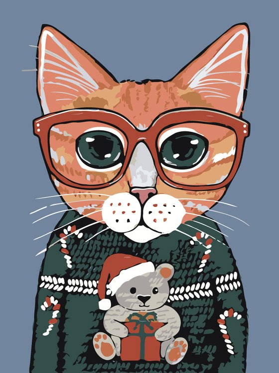 Картина по номерам «В рождественском свитере»
