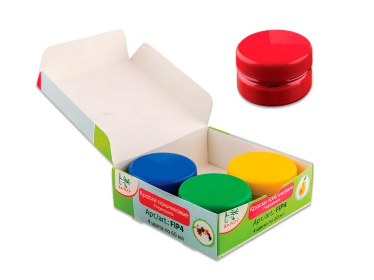 Краски KANZY пальчиковые 4 цвета набор 60 мл — картинка 2