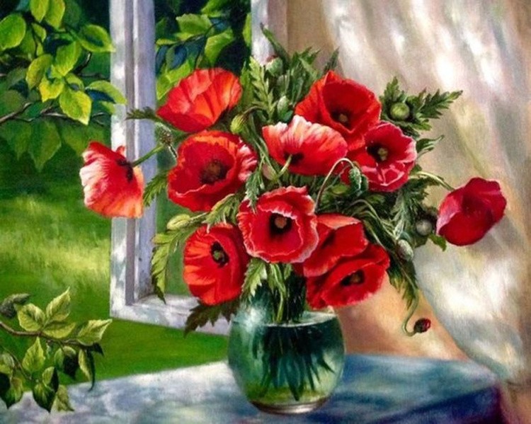 Алмазная вышивка «Букет маков» — картинка 2