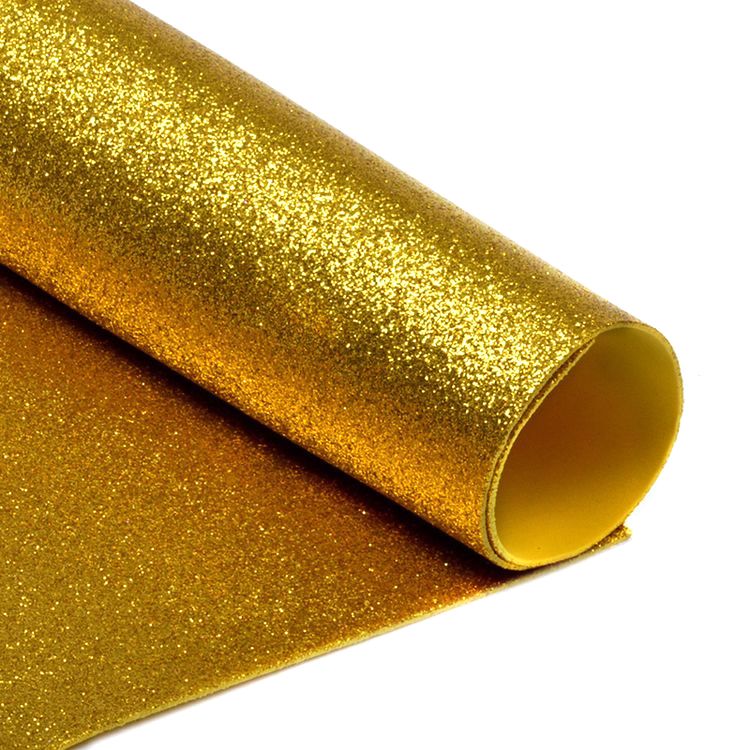 Фоамиран глиттерный, 20х30 см, цвет: золото (10 шт.)