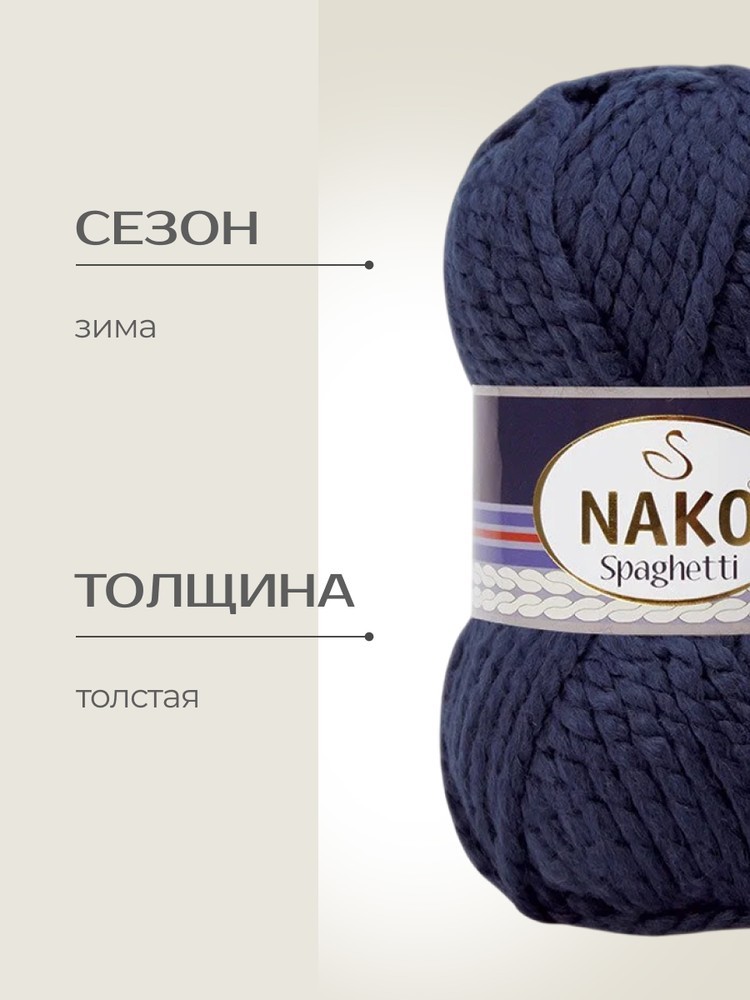 Пряжа NAKO SPAGHETTI (Нако Спагетти), (3088), темно-синий, 5 шт. по 100 г — картинка 2