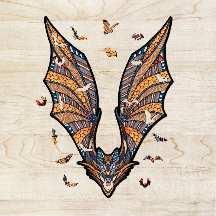 Деревянный, фигурный пазл EWA «Летучая Мышь L», 39x54 см — картинка 2